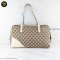 Gucci 169971 GG Canvas Shoulder Boston Handbag Beige White