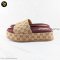 Gucci Angelina GG Beige Monogram Platform Slide Sandals