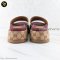 Gucci Angelina GG Beige Monogram Platform Slide Sandals