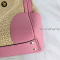 Gucci Bamboo Small Shopper Handbag Shoulder Bag Straw Leather Natural Pink