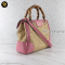 Gucci Bamboo Small Shopper Handbag Shoulder Bag Straw Leather Natural Pink