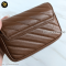 Gucci GG Marmont Super Mini Leather Crossbody Bag Brown แบรนด์เนมมือสอง