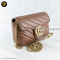 Gucci GG Marmont Super Mini Leather Crossbody Bag Brown แบรนด์เนมมือสอง