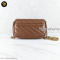 Gucci GG Marmont Super Mini Leather Crossbody Bag Brown แบรนด์เนมมือสอง