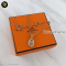 Hermes Mini Maillon Necklace Marron Glace RGHW Pink Gold แบรนด์เนมมือสอง