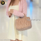 Miu Miu Matelasse Hand Bag Leather 2Way Beige Auth 121687 Golden