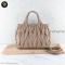 Miu Miu Matelasse Hand Bag Leather 2Way Beige Auth 121687 Golden