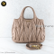Miu Miu Matelasse Hand Bag Leather 2Way Beige Auth 121687 Golden