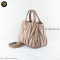 Miu Miu Matelasse Hand Bag Leather 2Way Beige Auth 121687 Golden