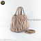 Miu Miu Matelasse Hand Bag Leather 2Way Beige Auth 121687 Golden