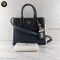 Black Saffiano Lux Bicolor Satchel White