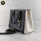 Black Saffiano Lux Bicolor Satchel White