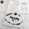 Prada Logo Embroidered T-Shirt Short Sleeve Crew Neck Cotton
