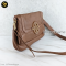 Tory bruch Tan Leather Logo Amanda Foldover Crossbody Bag