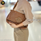 Tory bruch Tan Leather Logo Amanda Foldover Crossbody Bag