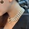 New Vivienne Westwood Three row faux pearl bas relief choker