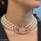 New Vivienne Westwood Three row faux pearl bas relief choker