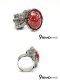 YSL Yve Saint Laurent Arty Ring Red Color  - Used Authentic แหวน ยิปแซงรอลเร้นท์  YSL หัวแหวนลายหินอ่อนสีแดง ตัวแหวน เงินรมดำ สวย หรู