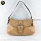 Coach HOBO SHOULDER BAG BROWN LEATHER FRONT BUCKLE SILVER