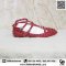Valentino Rockstud Double Ankle Strap All Rouge Leather Ballerina Flats Size 37.5