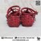Valentino Rockstud Double Ankle Strap All Rouge Leather Ballerina Flats Size 37.5