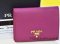 NEW-Prada Saffiano Wallet ทรงสั้น สีม่วง Amethista