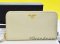 NEW-Prada saffiano Zippy Wallet สี ครีม Cera กระเป๋าตังค์ยาวทรงซิปรอบ