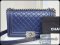 Chanel Boy Bag Lambskin Navy Blue RHW size 10