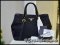 Prada Tessuto Saffiano shopping Tote with strap in Black Nero กระเป่าผ้าร่ม ขอบหนัง พร้อมสายสะพายหนังสีดำ ใช้งานง่ายมากๆค่า ไซส์เล็ก