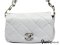 Chanel Flab Bag White Calf skin shw Medium Size - Used Authentic กระเป๋าสะพายไหล่หนังคารฟ สีขาว อะไหล่เงิน สะอาดและดูดีมากค่า มือสอง สภาพดี