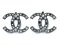 Chanel Crystal Earrings CC Silver Large Clip