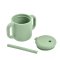 ถ้วยซิลิโคนพร้อมหลอด Silicone Straw Cup with handles - Sage Green