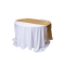 เช่าโต๊ะกลมคลุมผ้าสีขาวคาดผ้าสีทอง