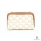 CELINE CLUTCH WITH CHAIN WHITE BROWN CANVAS GHW