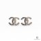 CHANEL EARRING CC LOGO 1.5 CM BLACK SILVER CRYSTAL SHW