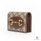 GUCCI BI FOLD WALLET HORSEBIT SHORT BROWN GG MONOGRAM GHW