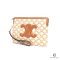 NEW CELINE POUCH WITH STRAP SMALL WHITE BROWN CALFSKIN GHW