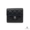 NEW CHANEL TRI FOLD WALLET SHORT BLACK CAVIAR SHW