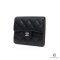 NEW CHANEL TRI FOLD WALLET SHORT BLACK CAVIAR SHW