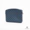 NEW LV TRIO MESSENGER 25 BLUE DAMIER CANVAS SHW