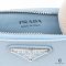 PRADA CARD SLOT SHORT LIGHT BLUE SAFFIANO SHW