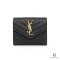 YSL TRI FOLD WALLET SHORT BLACK CHEVRON GHW