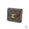 CELINE TRI FOLD WALLET SHORT BROWN CANVAS GHW