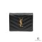 YSL BI- FOLD SHORT BLACK CALF GHW