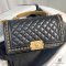 CHANEL BOY HANDLE 10_ BLACK CALF GHW