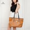 MCM TOTE BROWN WITH BLACK STRAP