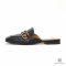 GUCCI SLIPPERS 37.5 BLACK RED CALF GHW