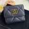 CHANEL TRIFOLD WALLET 19 SHORT BLUE NAVY GHW