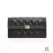 CHANEL SARAH BOY WALLET LONG BLACK CAVIAR GHW