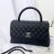 CHANEL COCO LIZARD 10.5" BLACK CAVIAR SHW